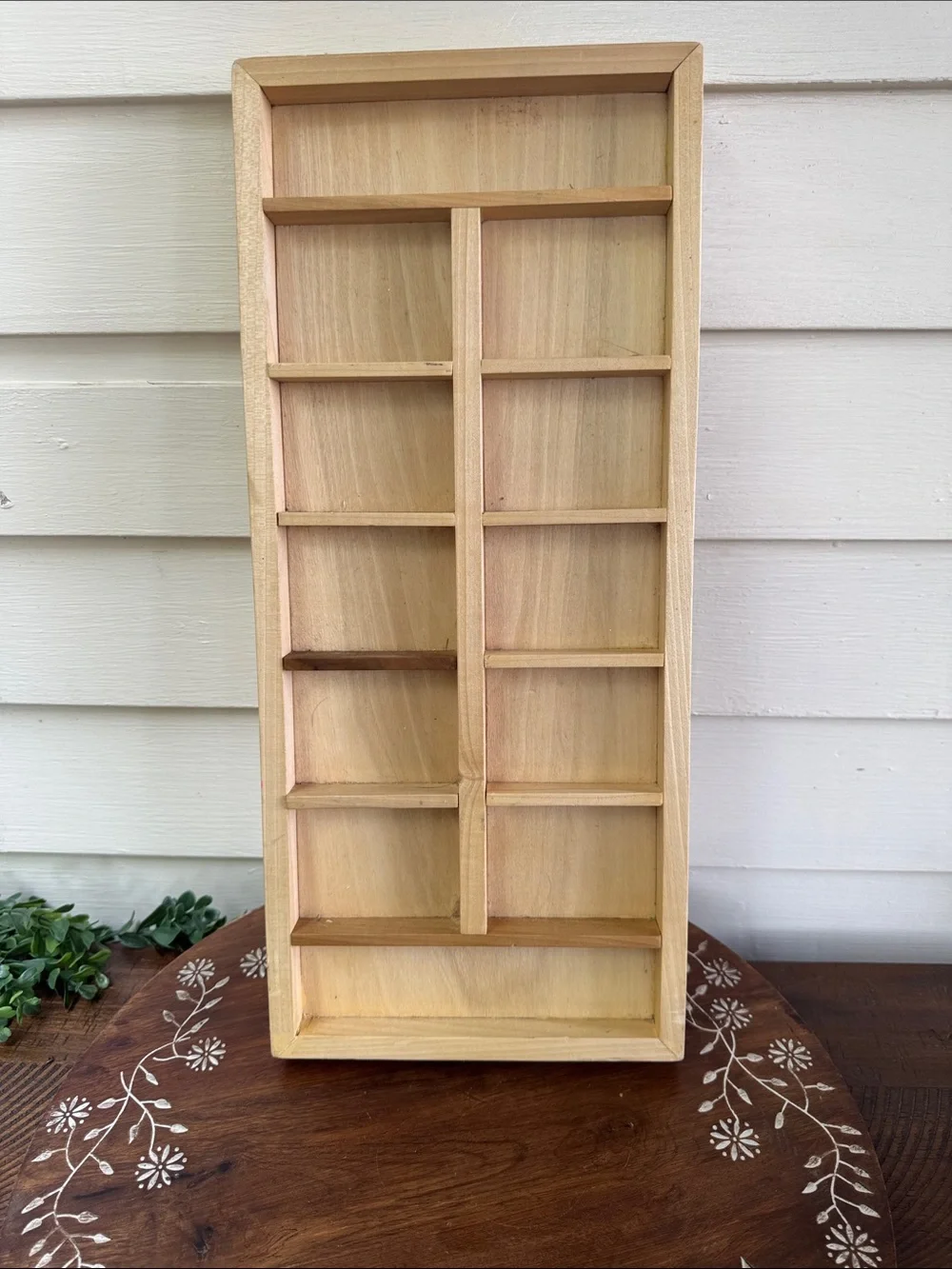 Vintage Natural Wood Wall Shelf Display